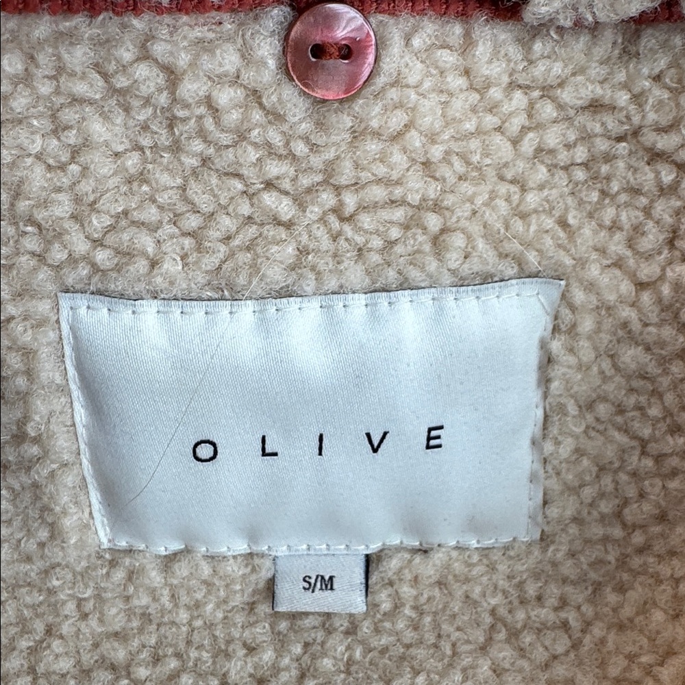 Olive Clothing Corduroy Sherpa Lined Jacket Coat Orange Size S/M - Picture 10 of 15